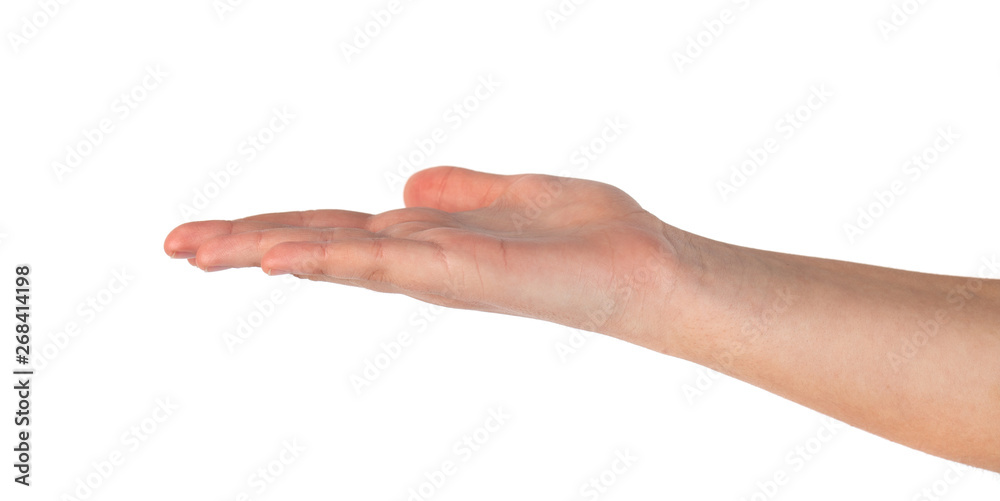 Beautiful woman's hand, palm up. Isolated on white background Beautiful woman's hand, palm up. Isolated on white background