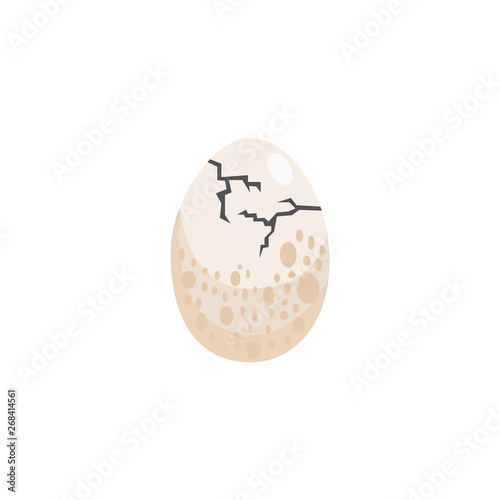 Egg of dinosaur with cracks flat vector illustration isolated on white background.