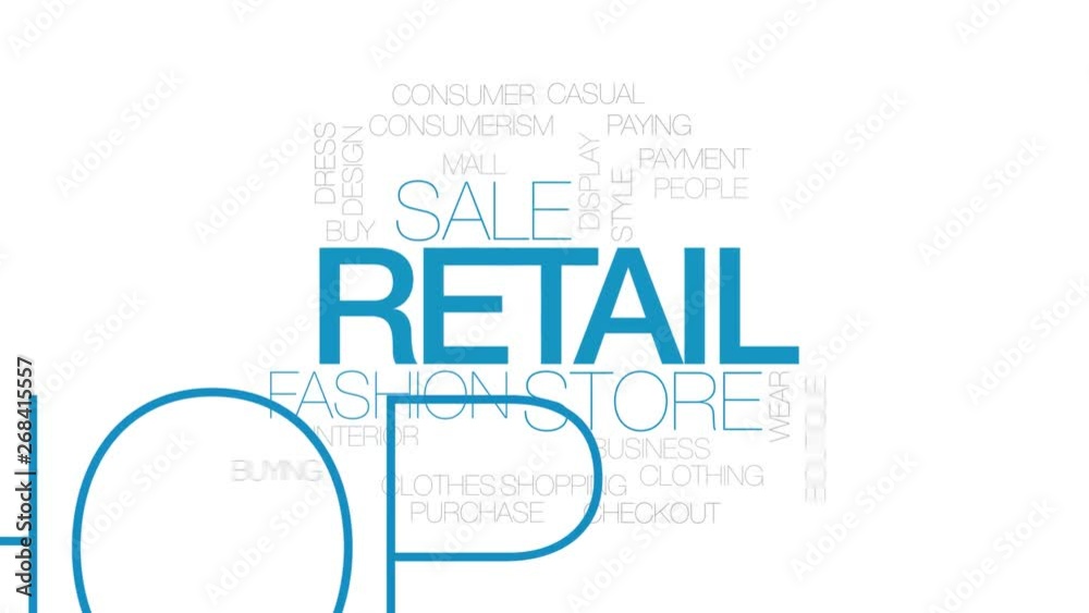 Retail animated word cloud. Kinetic typography. Retail animated word cloud. Kinetic typography.
