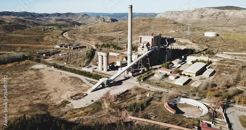 Closed thermal power plant in the village of Escucha. Spain photo