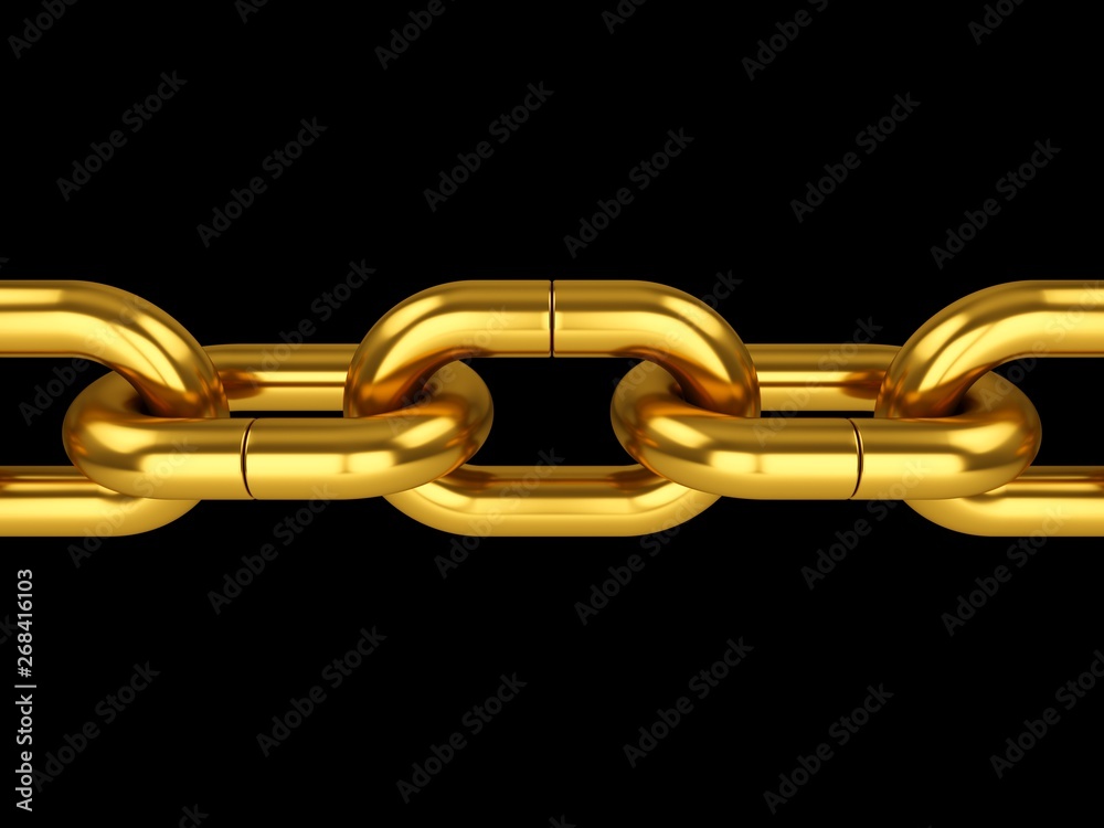 3D rendering Chain on black background 3D rendering Chain on black background