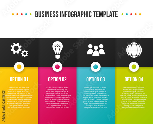 Colorful chart with business symbols - infographic template. Vector