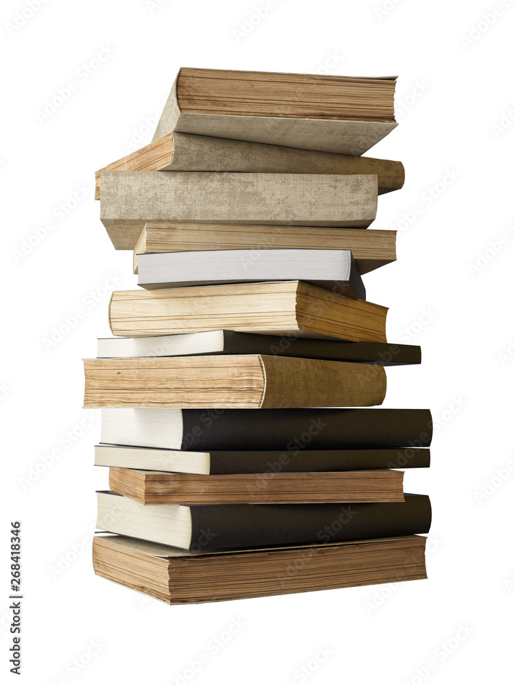Old books isolated on white background, 3d render, 3d illustration Old books isolated on white background, 3d render, 3d illustration