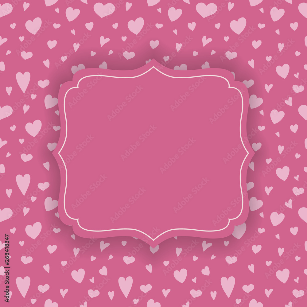Concept of a greeting card with hearts and copyspace. Vector