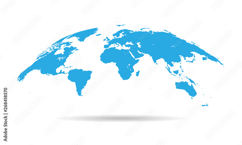 Globe Curved World Map - Vector Globe Curved World Map - Vector