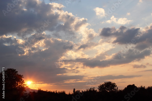 colorful dramatic sky with cloud at sunset