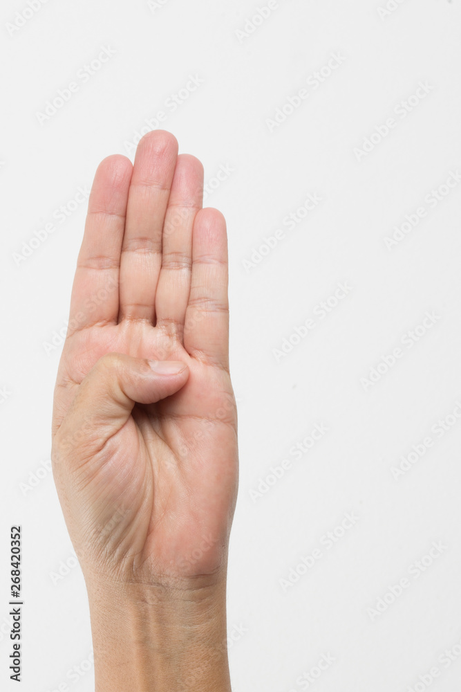 Close-up of a woman's hand and finger on white background Close-up of a woman's hand and finger on white background