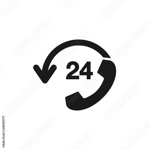 Call center 24 hour vector icon. 24 hour call support illustration. Telephone icon. Customer call support icon for perfect mobile, web and UI design