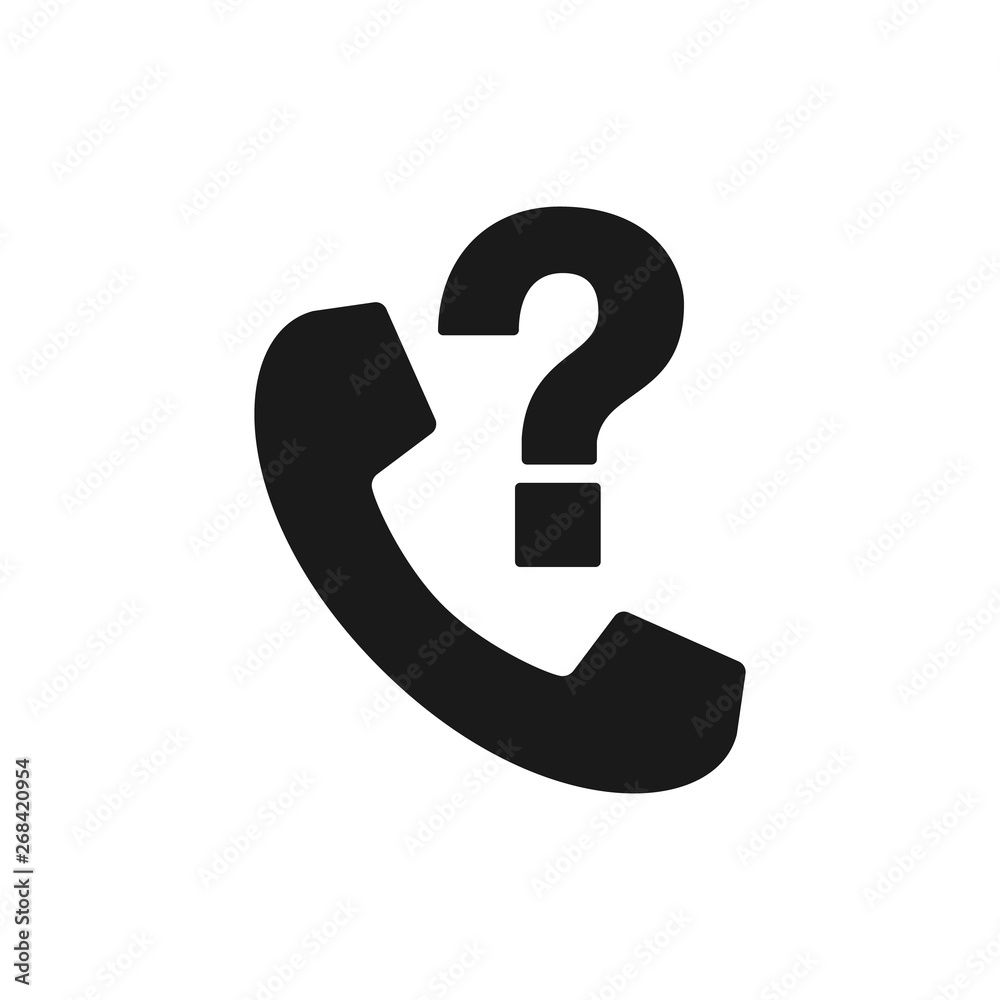 Call icon. Handset with question mark. Unknown phone call icon for mobile concept and web design. Call support service icon vector illustration. Call icon. Handset with question mark. Unknown phone call icon for mobile concept and web design. Call support service icon vector illustration.