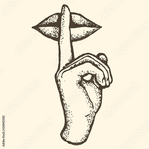 sign silence hand finger symbol tattoo lips kiss