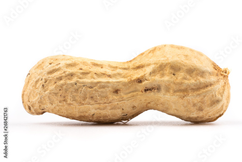 dried peanuts with shell on white background