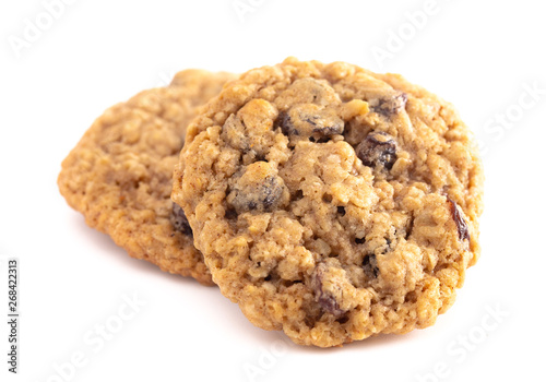Cinnamon Raisin Oatmeal Cookies on a White Background