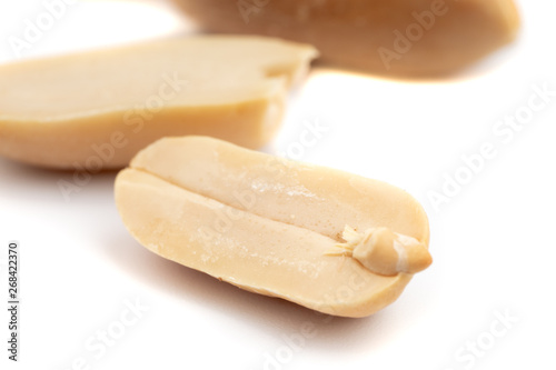 dried peanuts with shell on white background