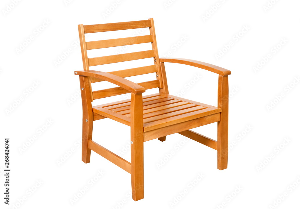 Wooden garden chair on a white background isolated Wooden garden chair on a white background isolated