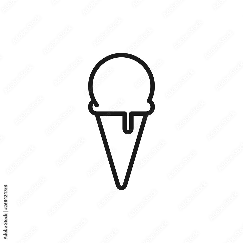 Ice cream cone icon isolated on white background. Modern sweet vanilla desert sign. Melting ice cream, hot summer symbol illustration Ice cream cone icon isolated on white background. Modern sweet vanilla desert sign. Melting ice cream, hot summer symbol illustration