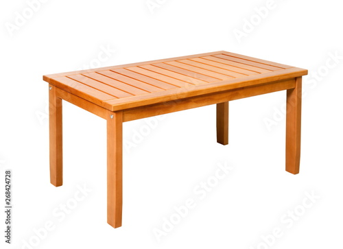 Wooden picnic table on a white background isolated