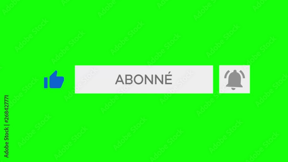 Mouse Clicking a Like Button, Subscribe Button and Bell Notification with chroma key green background - French 