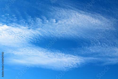 Beautiful white cirrus clouds. Close-up. Background. Texture.