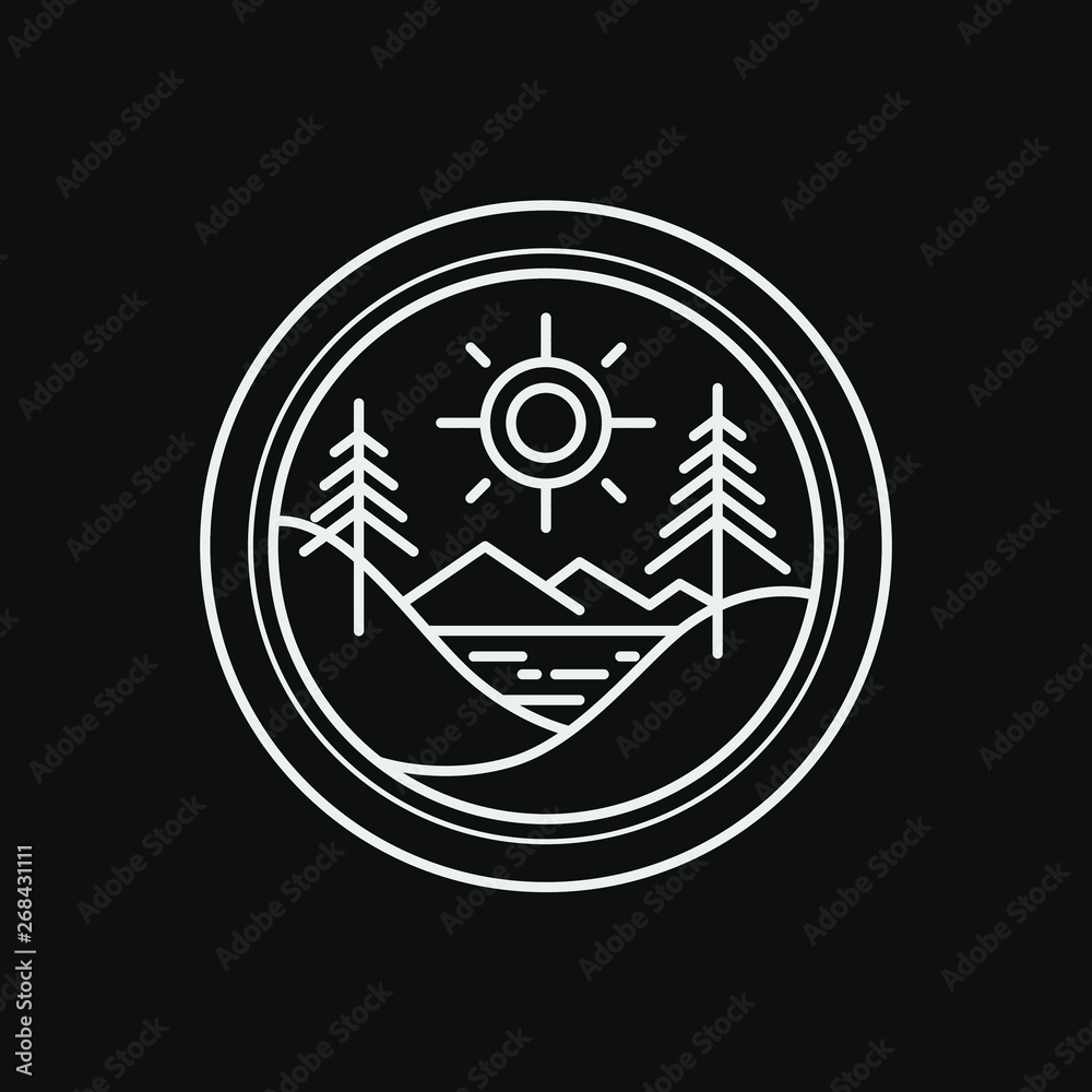adventure outdoor forest logo design badge line art illustration adventure outdoor forest logo design badge line art illustration