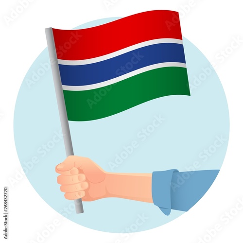Gambia flag in hand icon