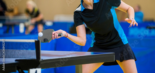 close up service on table tennis photo