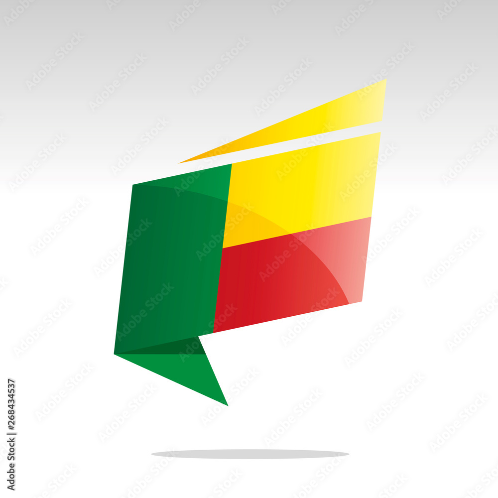 Fototapeta premium New abstract Benin flag origami logo icon button label vector