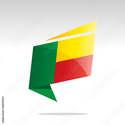 New abstract Benin flag origami logo icon button label vector