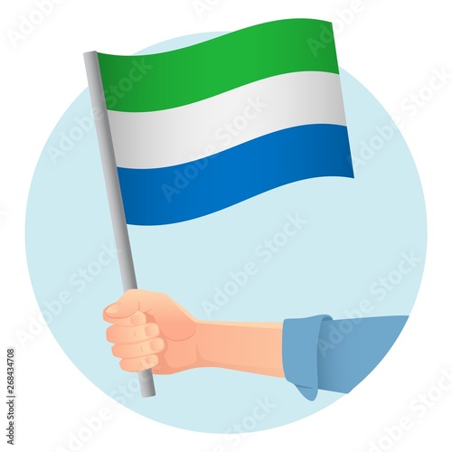 sierra leone flag in hand icon