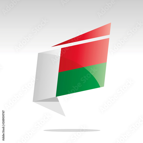 Free Download New abstract Madagascar flag origami logo icon button label vector - GFXLoad