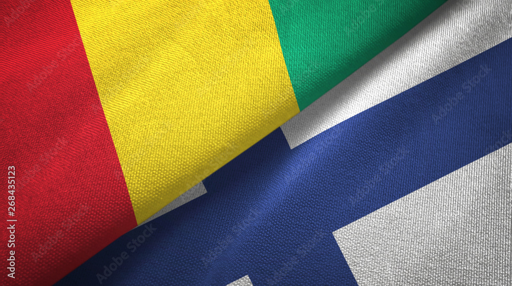 Guinea and Finland two flags textile cloth, fabric texture Guinea and Finland two flags textile cloth, fabric texture