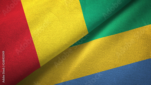 Guinea and Gabon two flags textile cloth, fabric texture