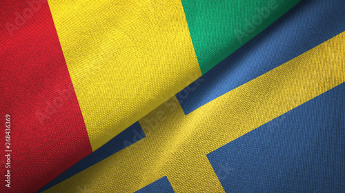 Guinea and Sweden two flags textile cloth, fabric texture
