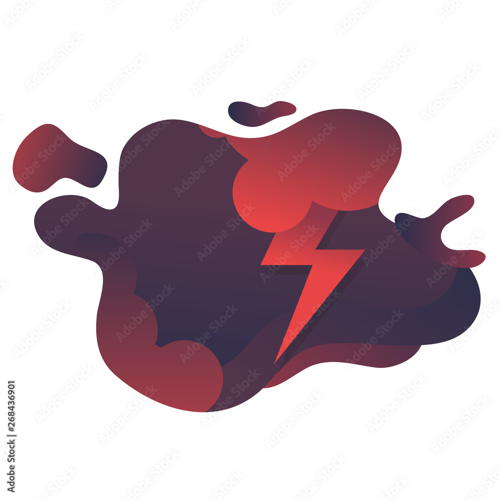 Fototapeta premium Lightning and cloud icon flat with fluid shapes background vector design.