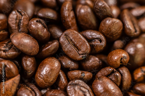 A coffee beans macro shot.