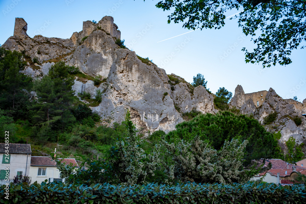 View on medieval houses and castle ruines in Provence, South of France, vacation and tourist destination View on medieval houses and castle ruines in Provence, South of France, vacation and tourist destination