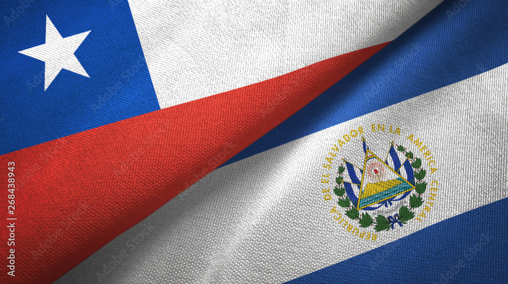 Chile and El Salvador two flags textile cloth, fabric texture