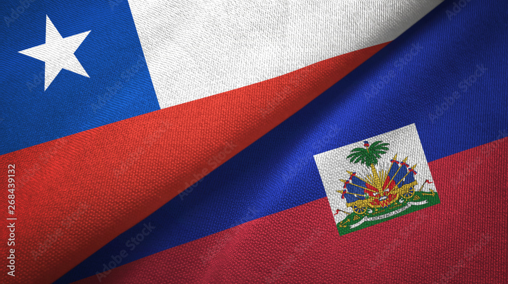 Chile and Haiti two flags textile cloth, fabric texture Chile and Haiti two flags textile cloth, fabric texture
