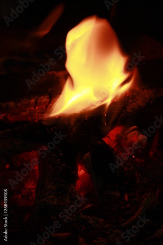 Beautiful stylish artistic fire flames on black background.