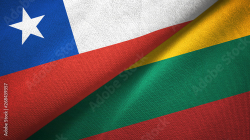 Chile and Lithuania two flags textile cloth, fabric texture