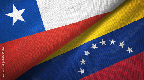 Chile and Venezuela two flags textile cloth, fabric texture