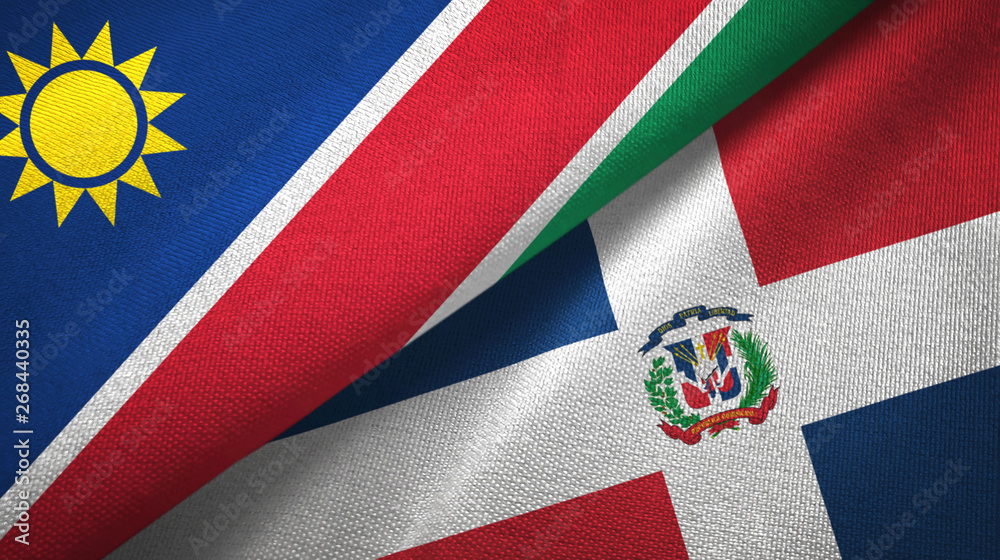 Namibia and Dominican Republic two flags textile cloth, fabric texture Namibia and Dominican Republic two flags textile cloth, fabric texture