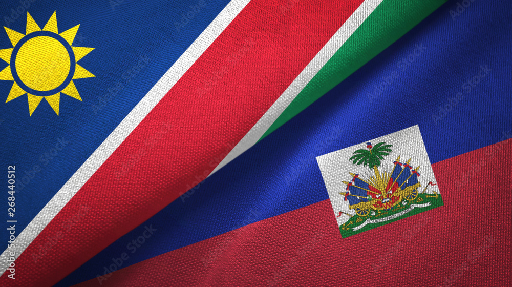 Namibia and Haiti two flags textile cloth, fabric texture