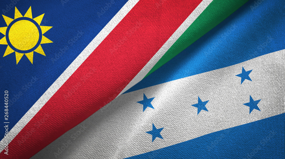 Namibia and Honduras two flags textile cloth, fabric texture Namibia and Honduras two flags textile cloth, fabric texture
