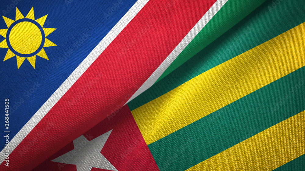 Namibia and Togo two flags textile cloth, fabric texture Namibia and Togo two flags textile cloth, fabric texture