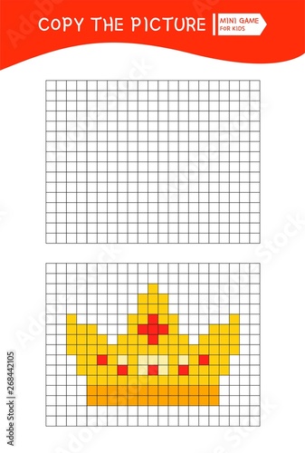 Educational game for children. Learning symmetry for toddlers and kids. Cartoon  crown.