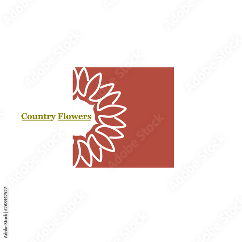 Country flowers graphic with geometric flower