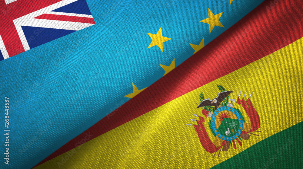 Tuvalu and Bolivia two flags textile cloth, fabric texture Tuvalu and Bolivia two flags textile cloth, fabric texture