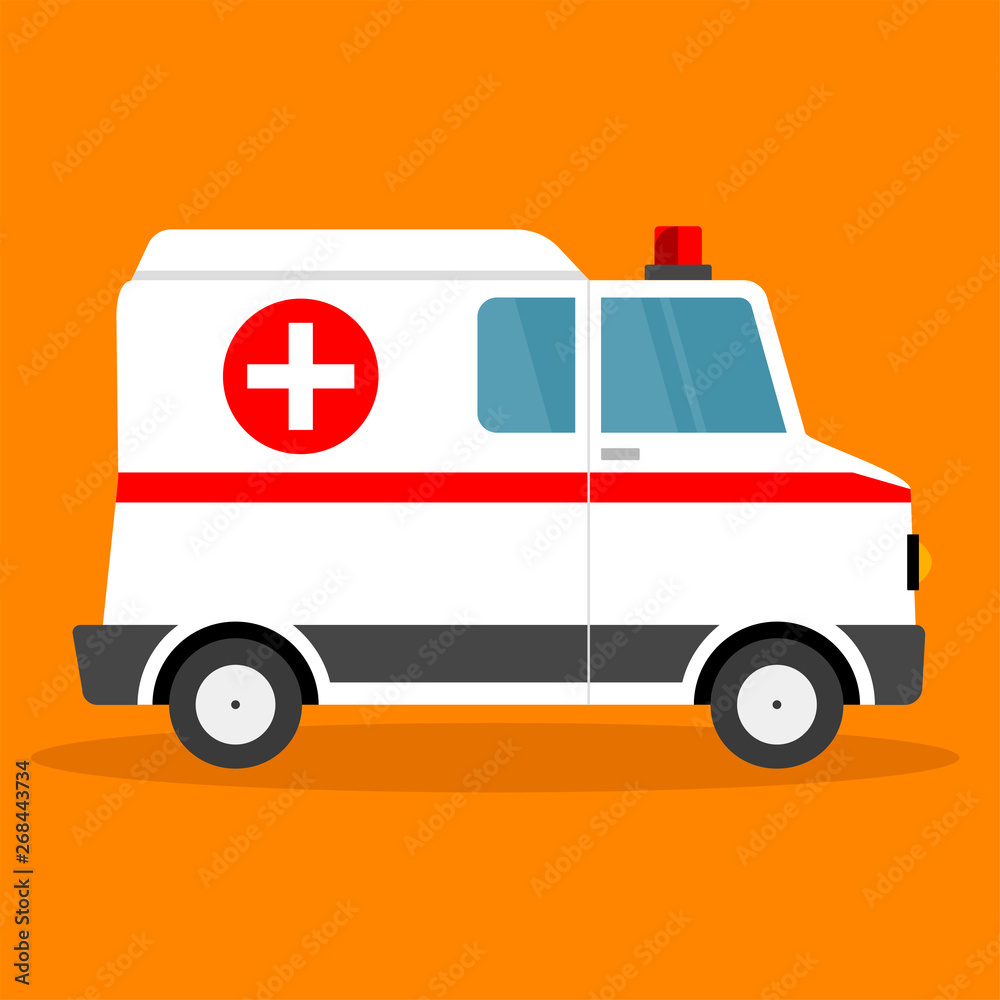 Vector illustration ambulance car. Ambulance auto paramedic emergency.  Ambulance vehicle medical evacuation. Cartoon ambulance silhouette. Stock  Vector | Adobe Stock