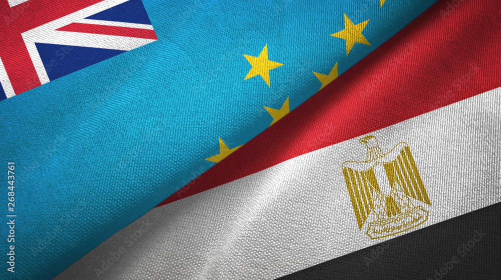 Tuvalu and Egypt two flags textile cloth Tuvalu and Egypt two flags textile cloth