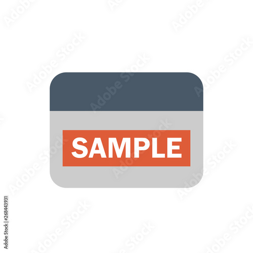 Sample or sampling vector icon. May called specimen in container cup, can, cap i.e. soil, urine, sputum, fecal or water for test, analysis, research in laboratory of agriculture, medical, engineering.